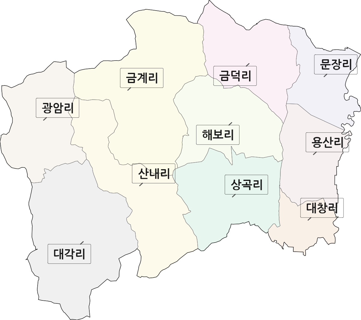 전라남도 함평군 해보면 법정동 리 구분 행정구역 경계 지도