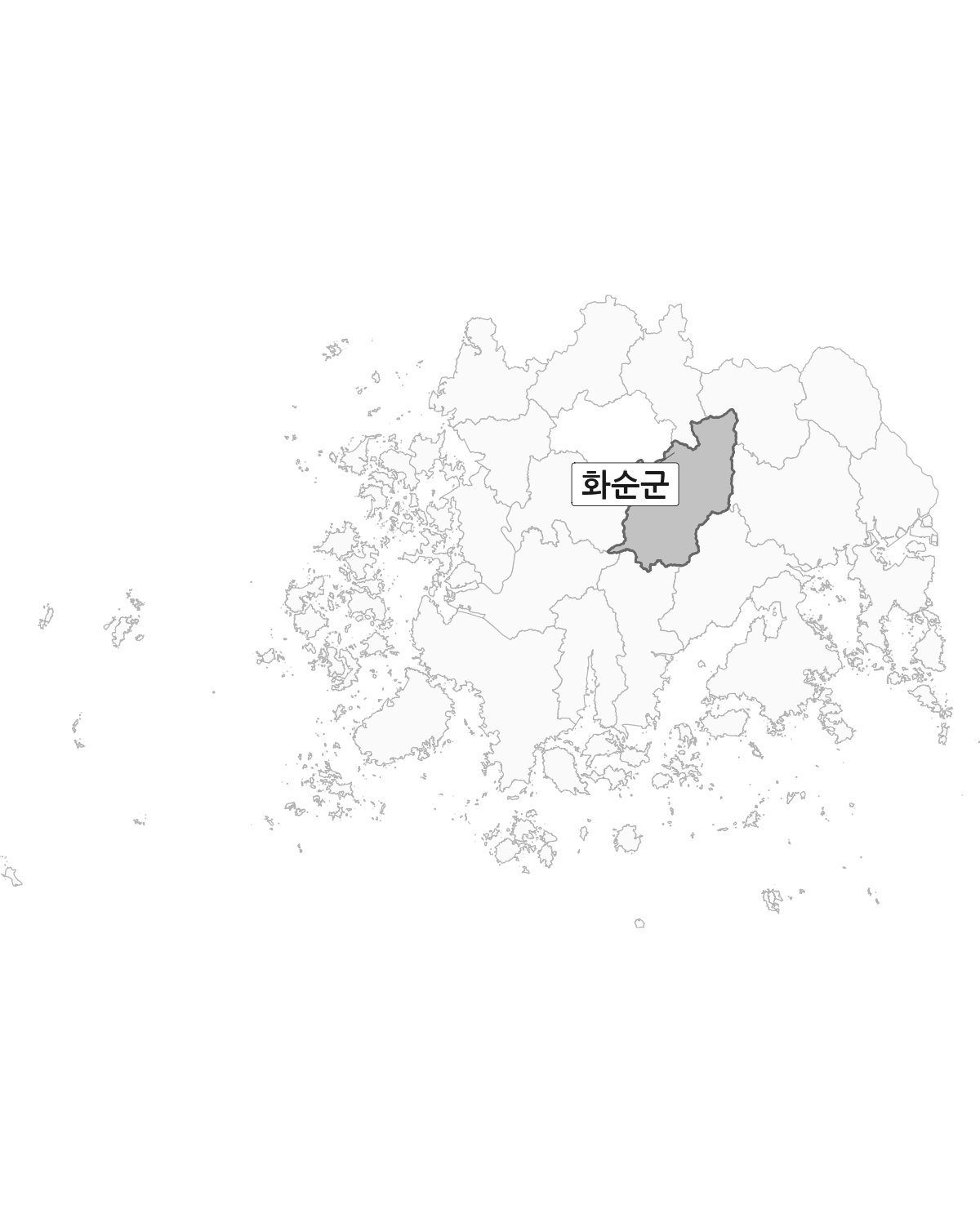 전라남도 범위 내 화순군 행정구역 경계 지도