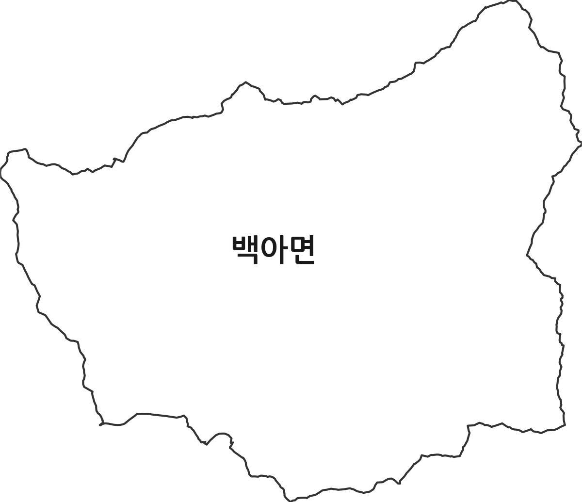 전라남도 화순군 백아면 행정동 행정구역 경계 지도