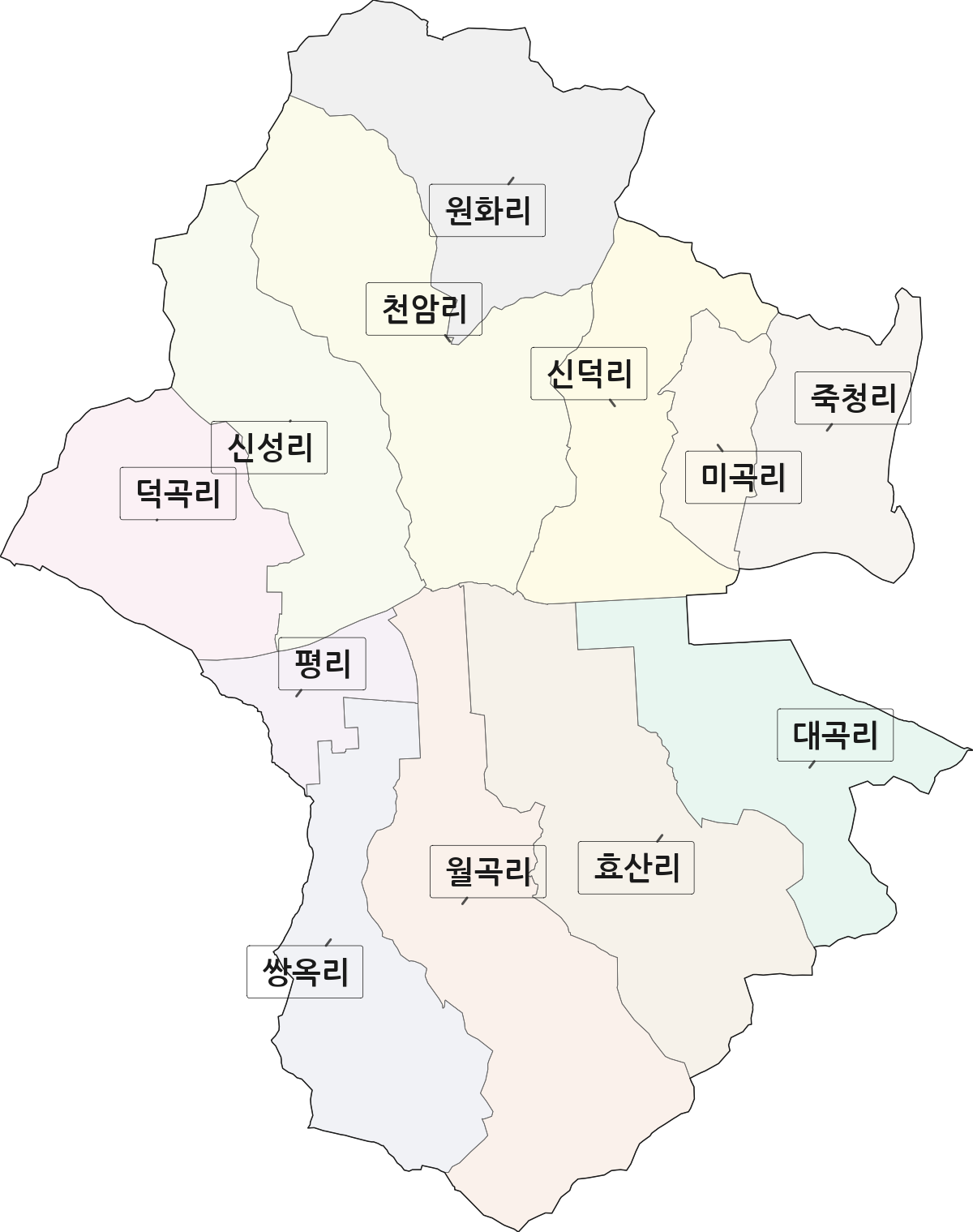 전라남도 화순군 도곡면 법정동 리 구분 행정구역 경계 지도