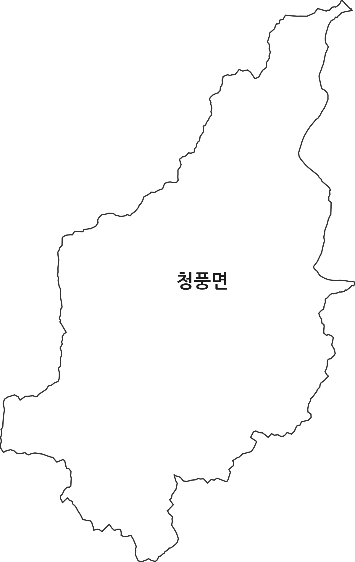 전라남도 화순군 청풍면 법정동 행정구역 경계 지도