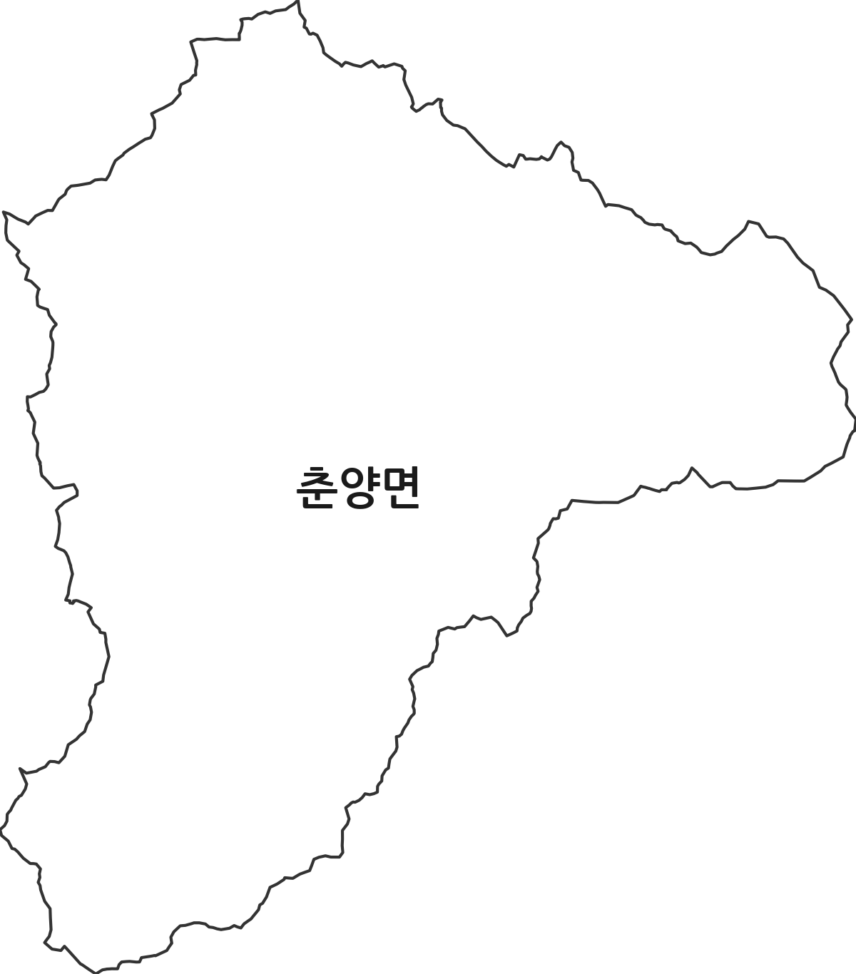 전라남도 화순군 춘양면 법정동 행정구역 경계 지도
