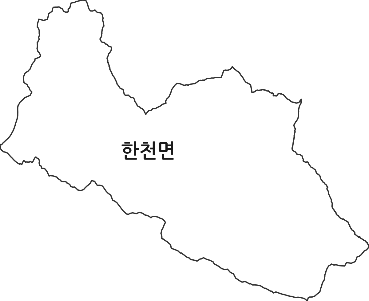 전라남도 화순군 한천면 법정동 행정구역 경계 지도