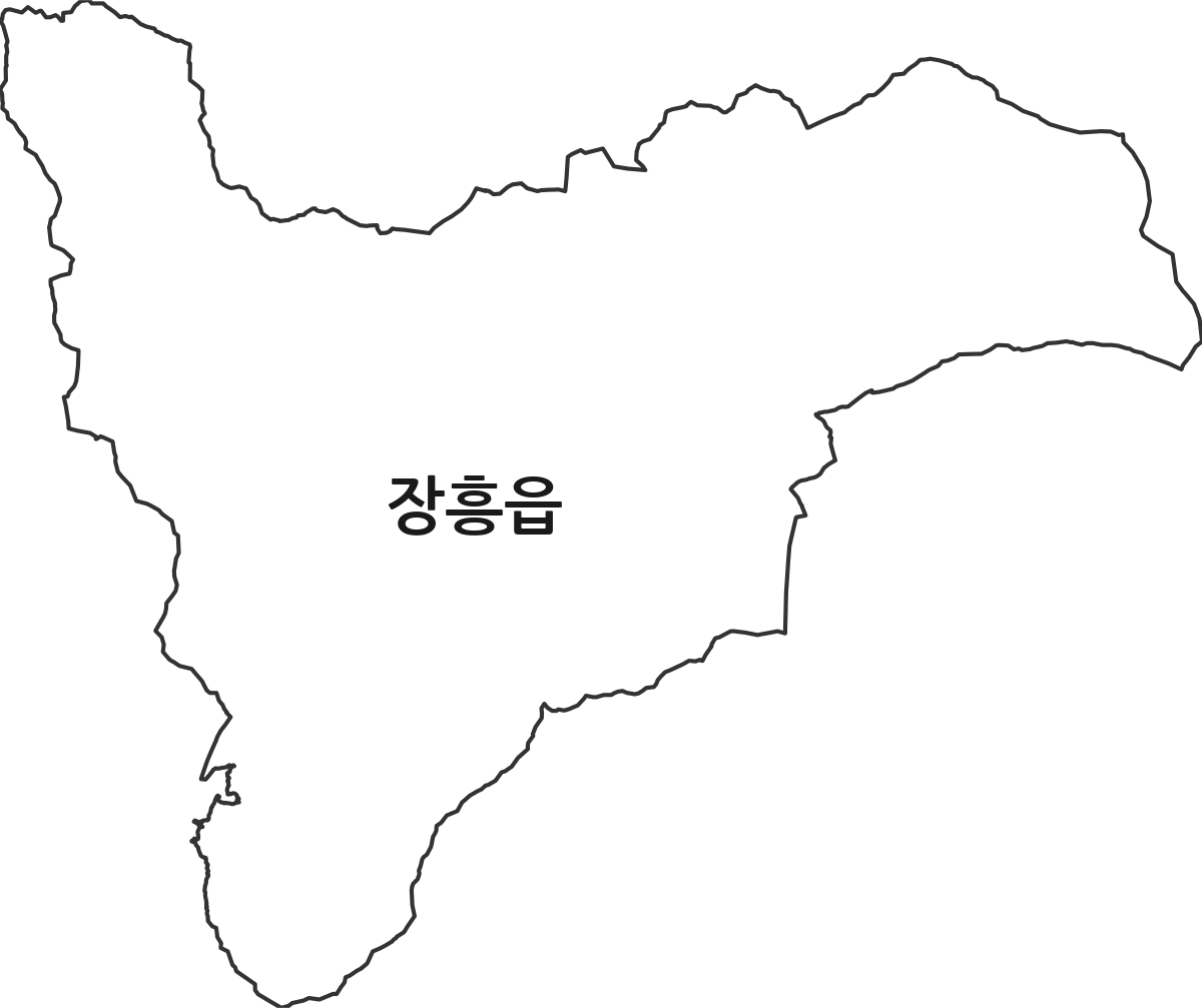 전라남도 장흥군 장흥읍 행정동 행정구역 경계 지도