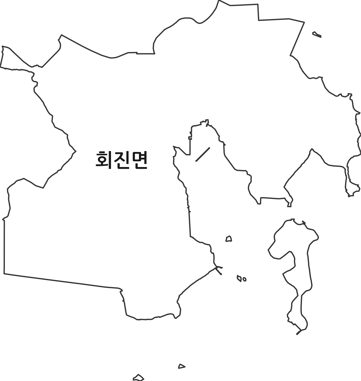 전라남도 장흥군 회진면 행정동 행정구역 경계 지도