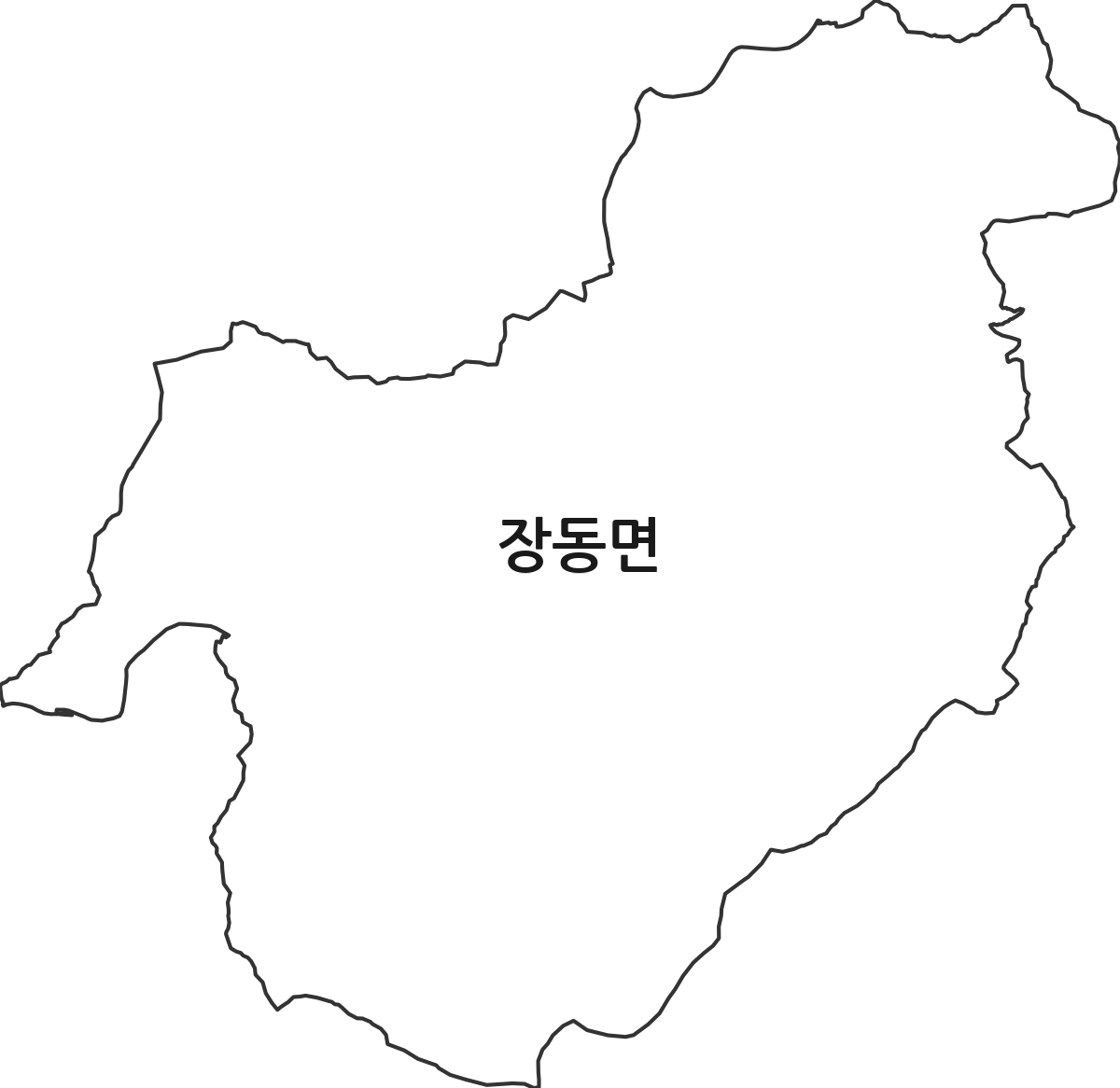 전라남도 장흥군 장동면 법정동 행정구역 경계 지도