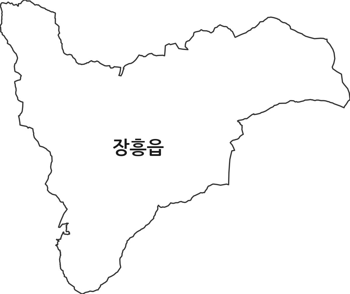 전라남도 장흥군 장흥읍 법정동 행정구역 경계 지도