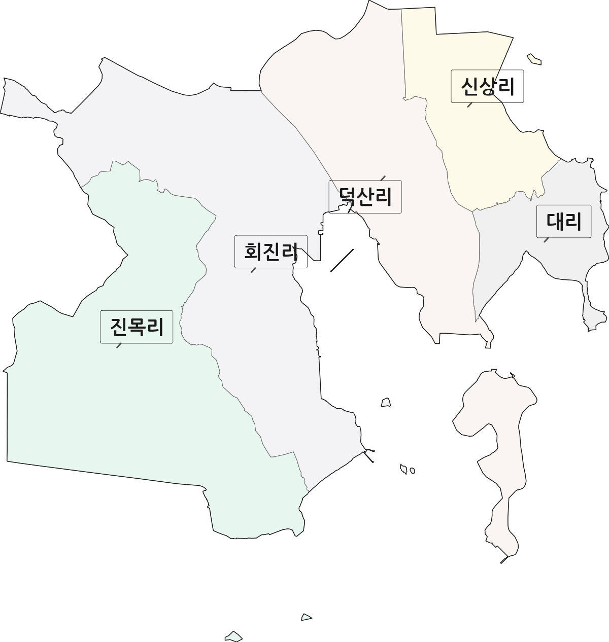전라남도 장흥군 회진면 법정동 리 구분 행정구역 경계 지도