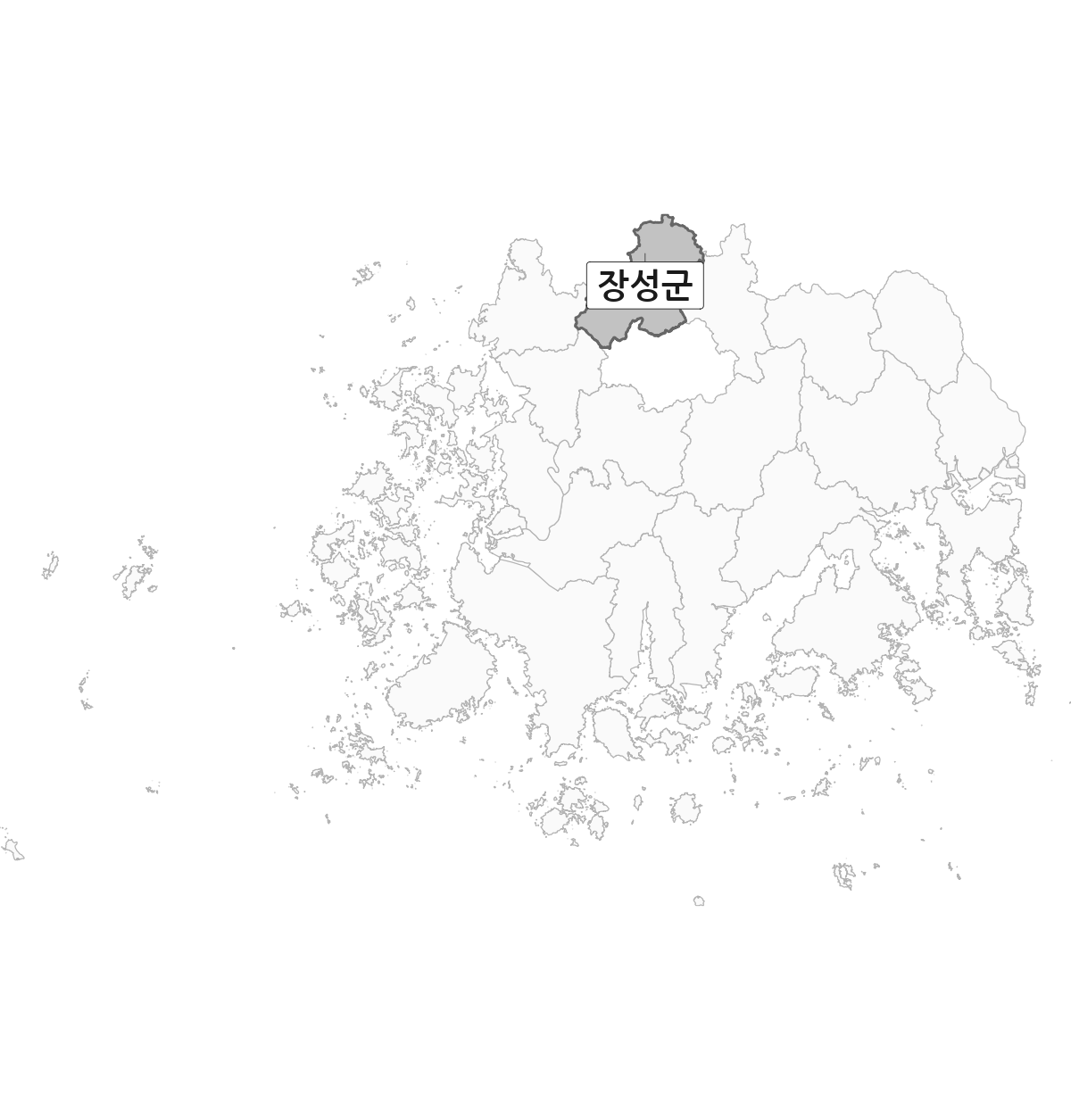 전라남도 범위 내 장성군 행정구역 경계 지도