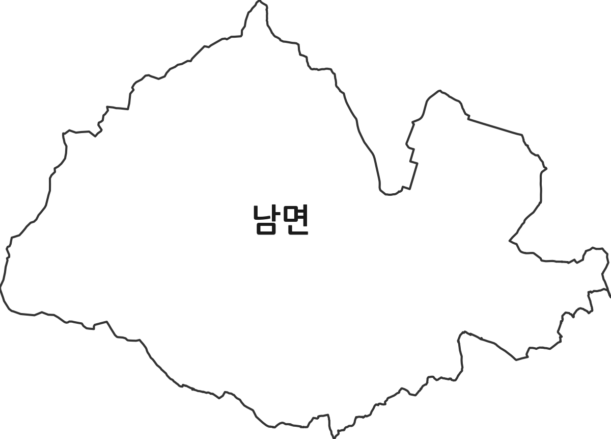 전라남도 장성군 남면 행정동 행정구역 경계 지도
