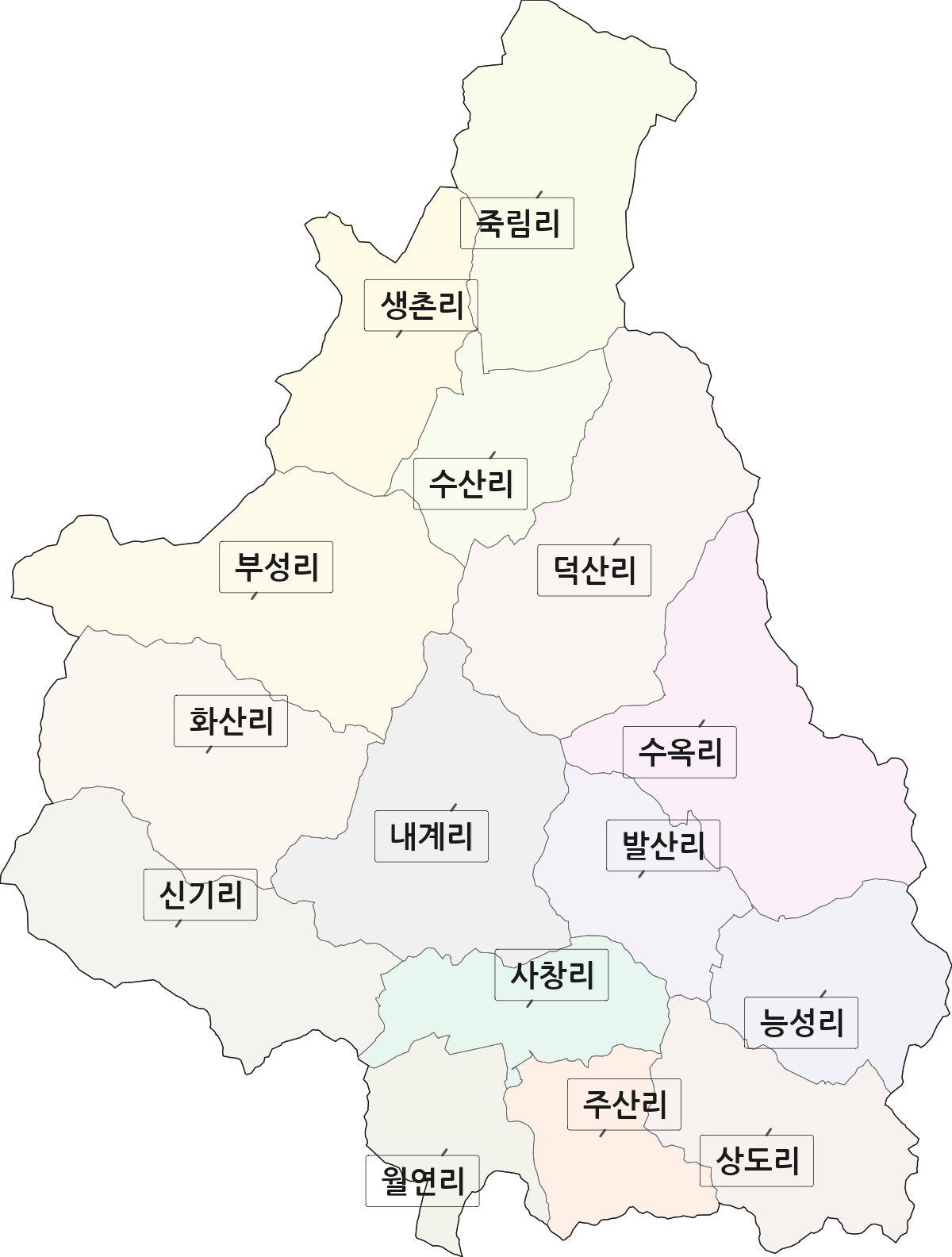전라남도 장성군 삼계면 법정동 리 구분 행정구역 경계 지도