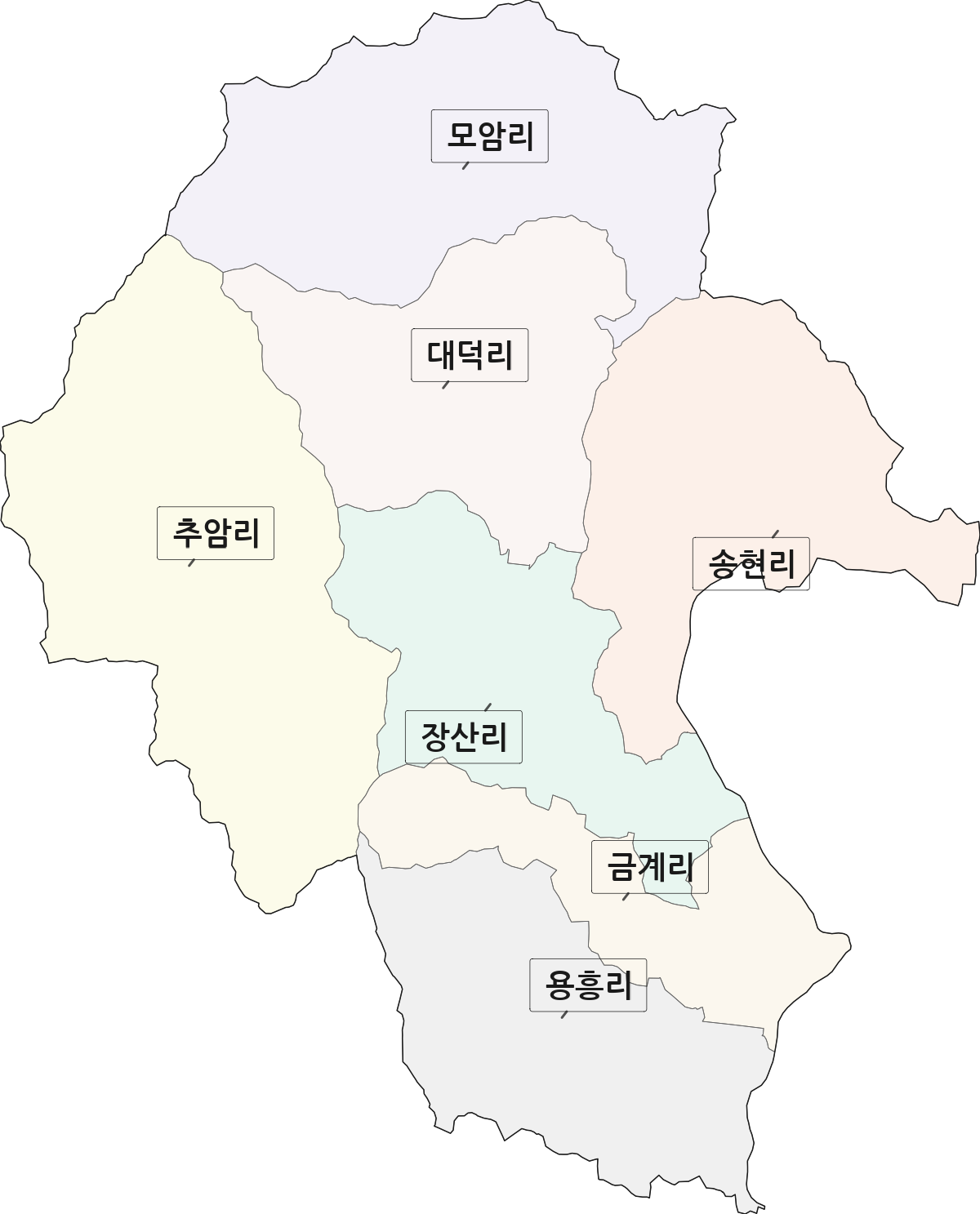 전라남도 장성군 서삼면 법정동 리 구분 행정구역 경계 지도