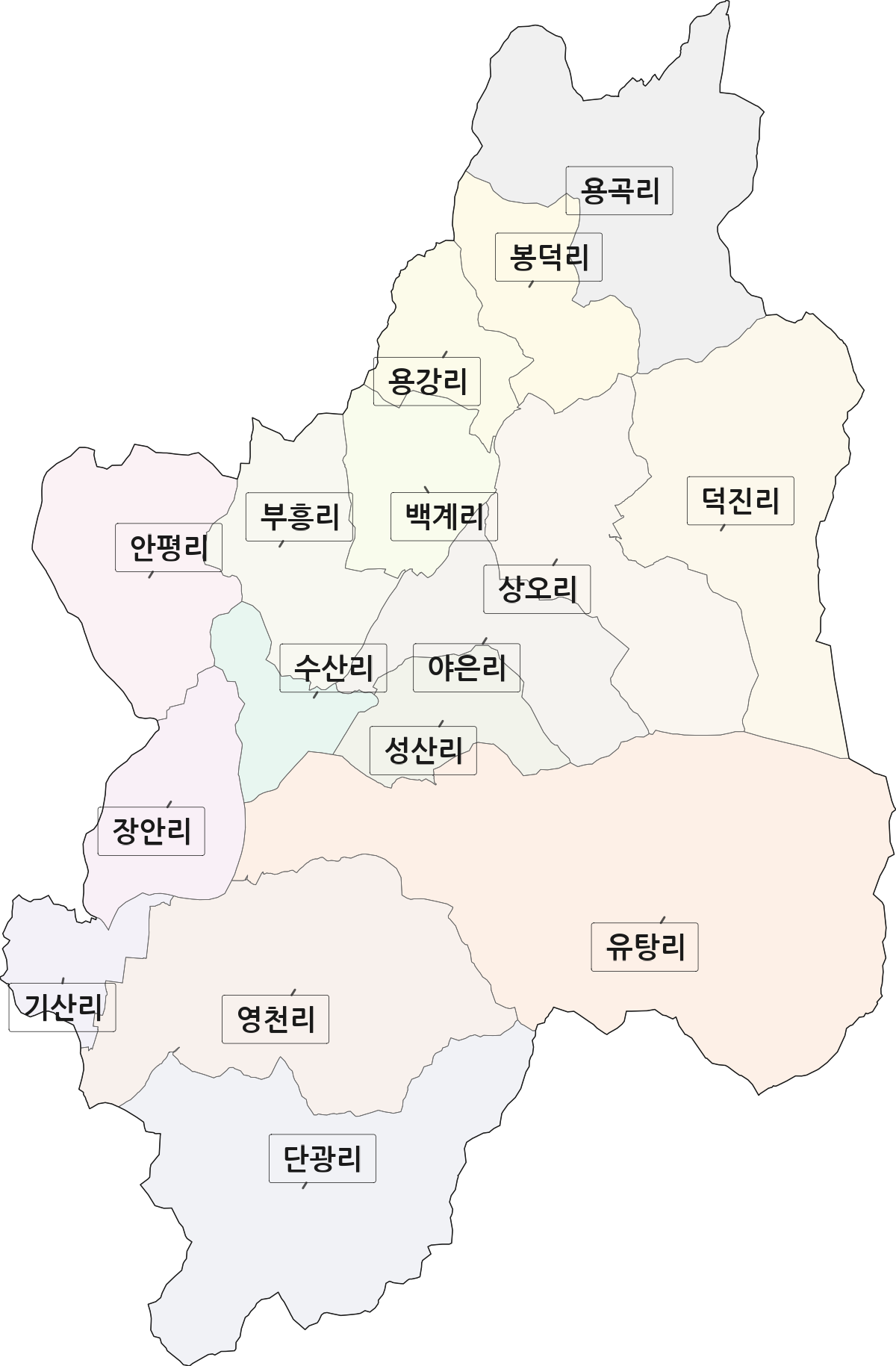 전라남도 장성군 장성읍 법정동 리 구분 행정구역 경계 지도
