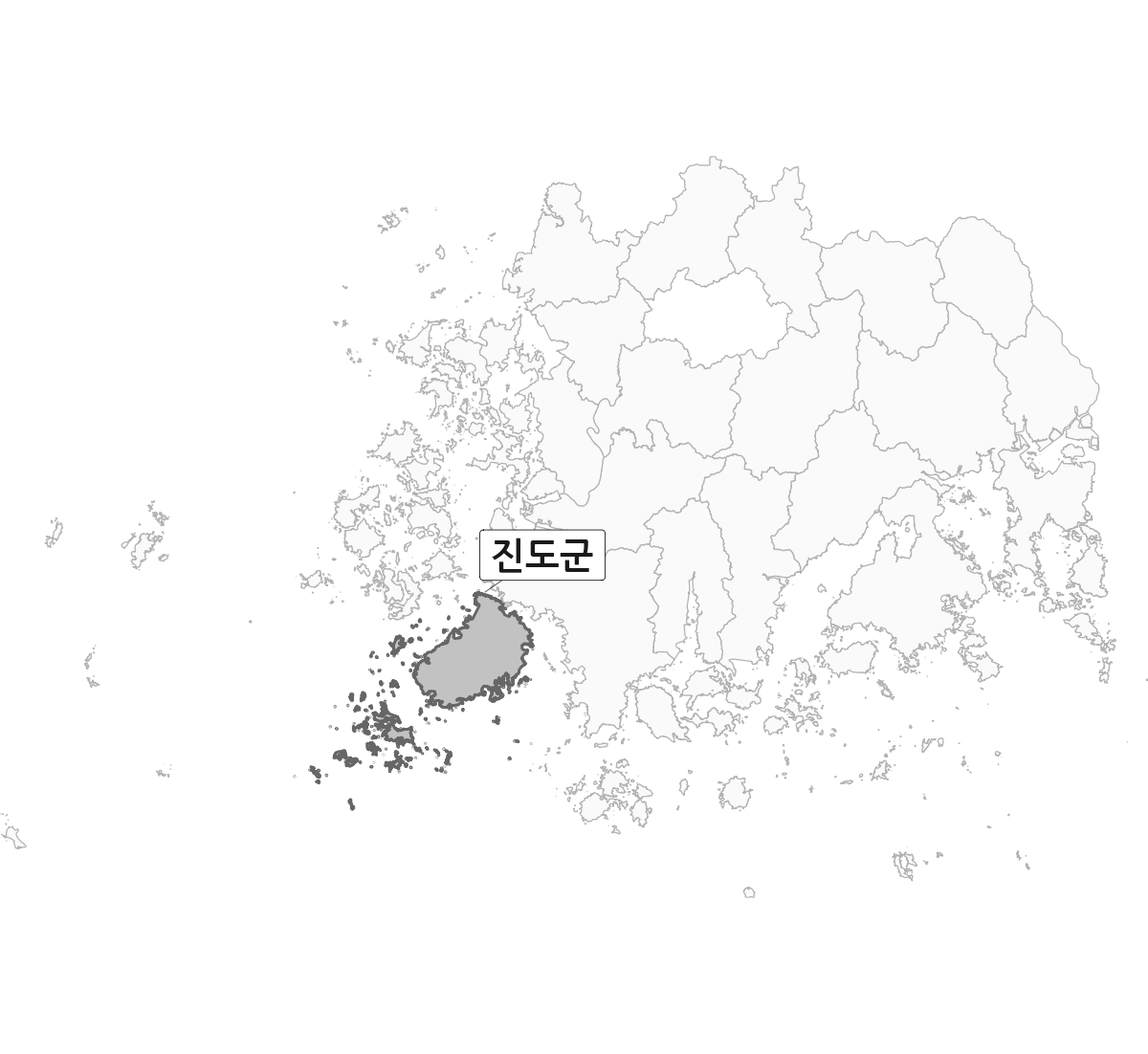 전라남도 범위 내 진도군 행정구역 경계 지도