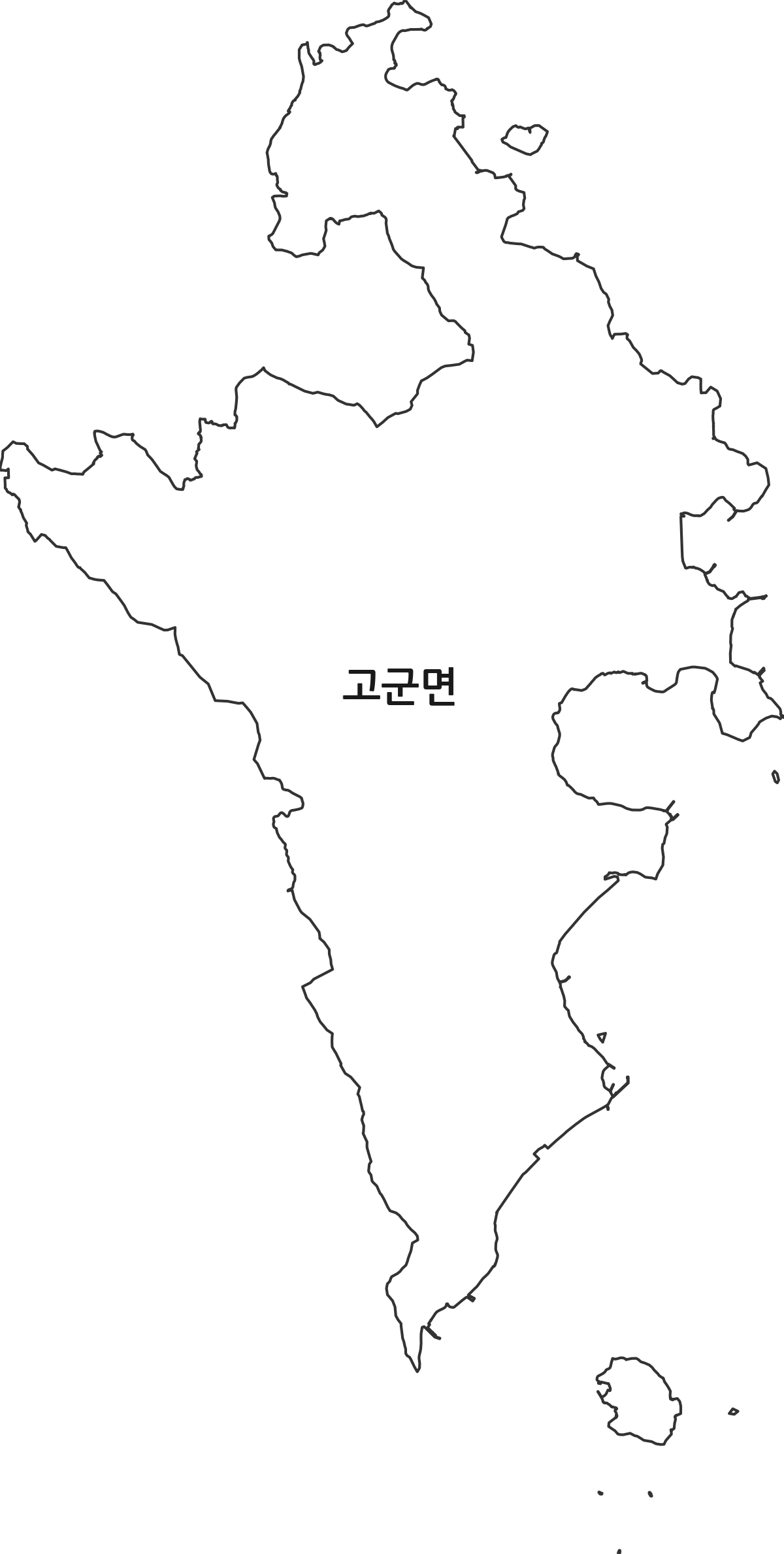 전라남도 진도군 고군면 행정동 행정구역 경계 지도