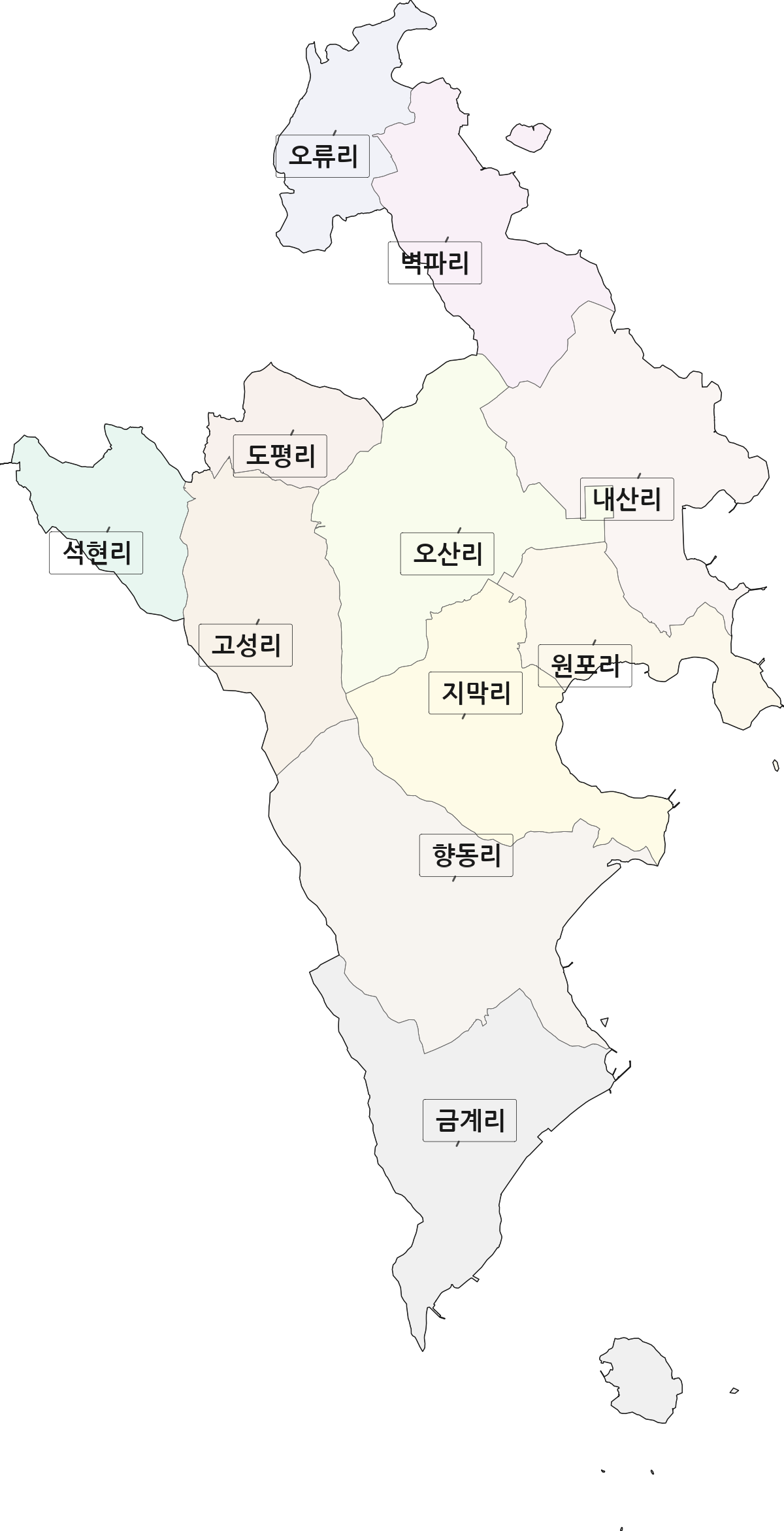 전라남도 진도군 고군면 법정동 리 구분 행정구역 경계 지도