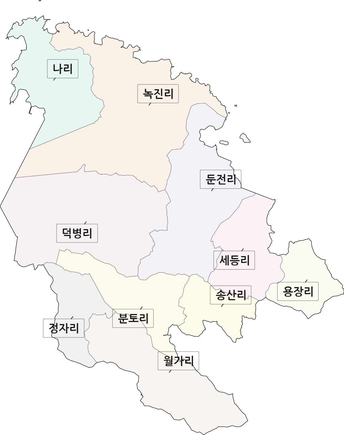 전라남도 진도군 군내면 법정동 리 구분 행정구역 경계 지도