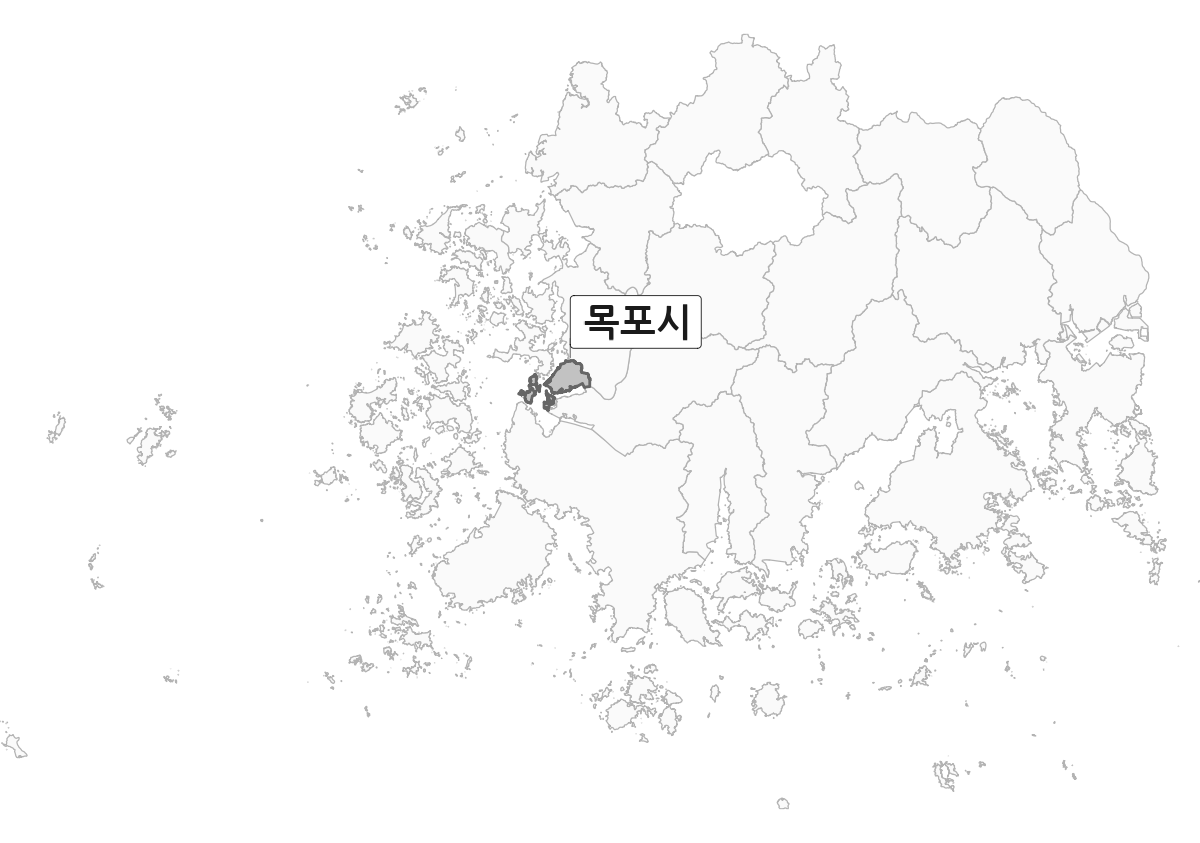 전라남도 범위 내 목포시 행정구역 경계 지도