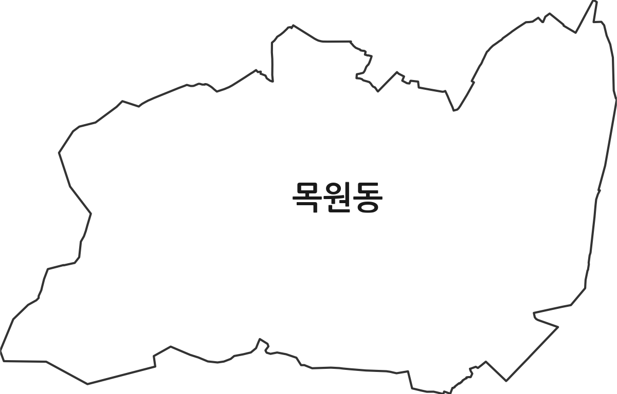 전라남도 목포시 목원동 행정동 행정구역 경계 지도