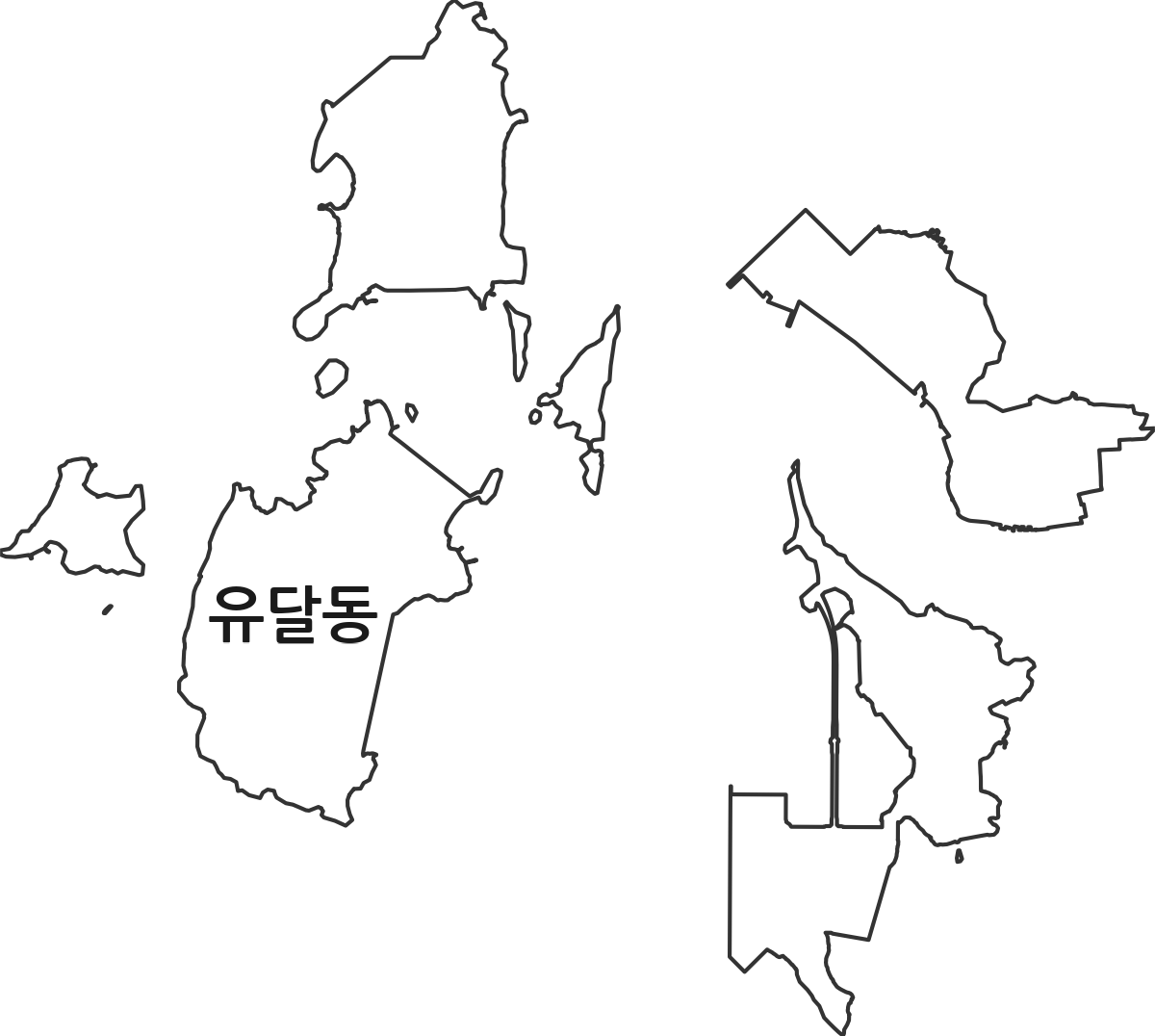 전라남도 목포시 유달동 행정동 행정구역 경계 지도