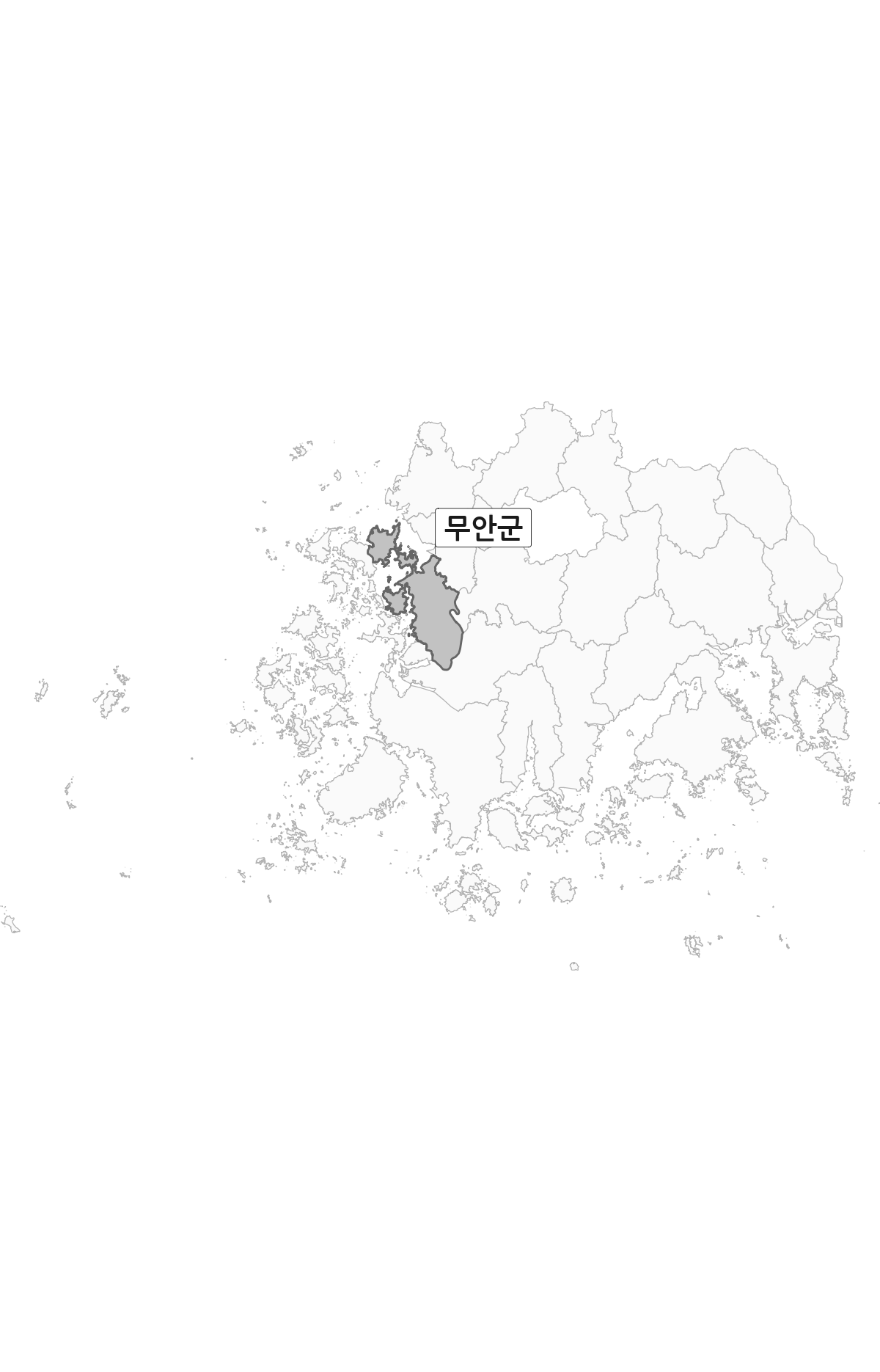 전라남도 범위 내 무안군 행정구역 경계 지도