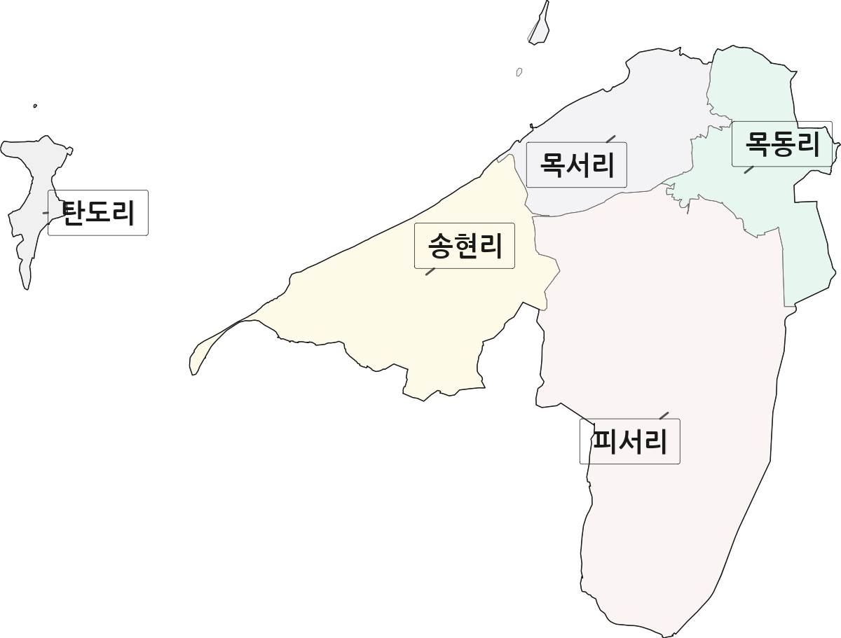 전라남도 무안군 망운면 법정동 리 구분 행정구역 경계 지도