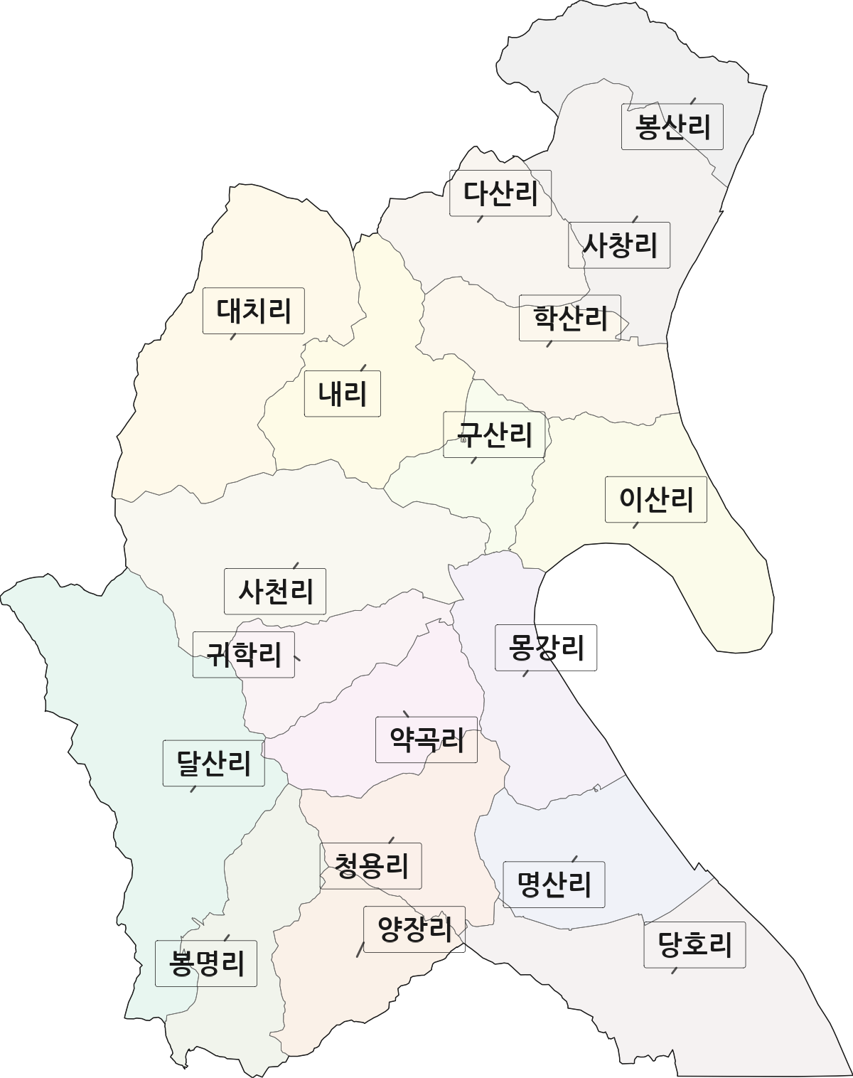 전라남도 무안군 몽탄면 법정동 리 구분 행정구역 경계 지도