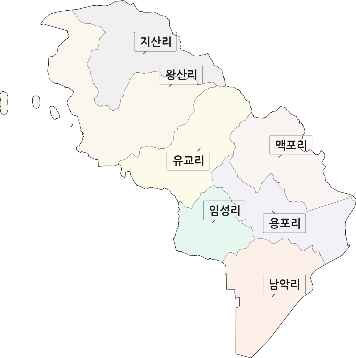 전라남도 무안군 삼향읍 법정동 리 구분 행정구역 경계 지도
