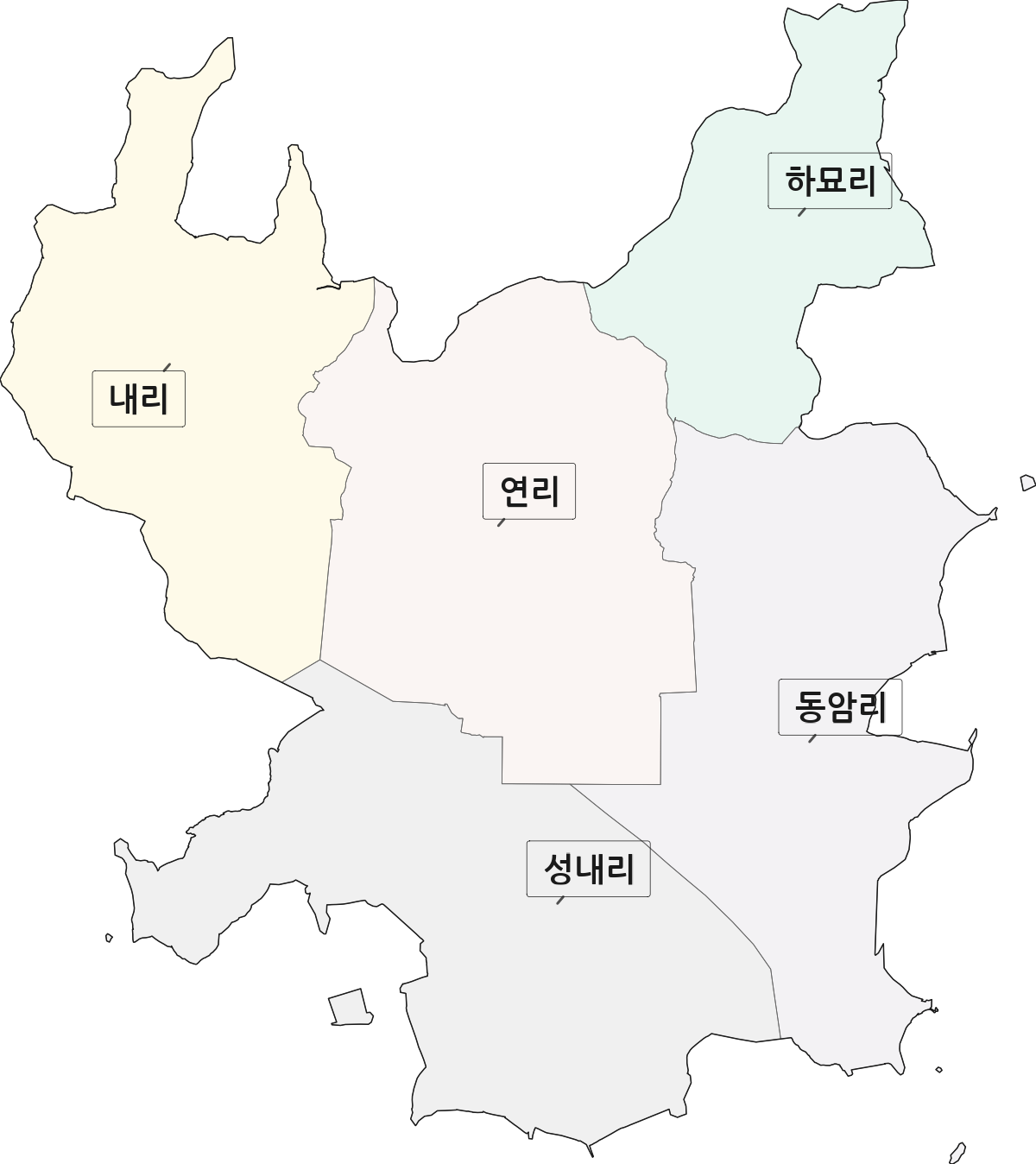 전라남도 무안군 운남면 법정동 리 구분 행정구역 경계 지도