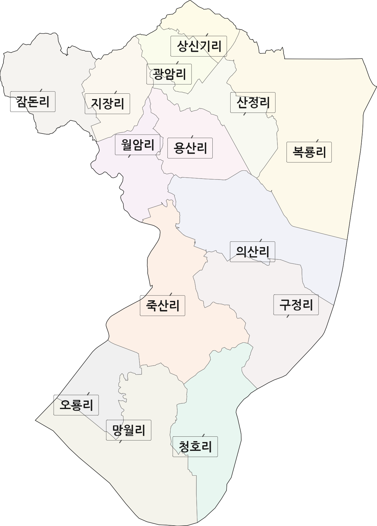 전라남도 무안군 일로읍 법정동 리 구분 행정구역 경계 지도