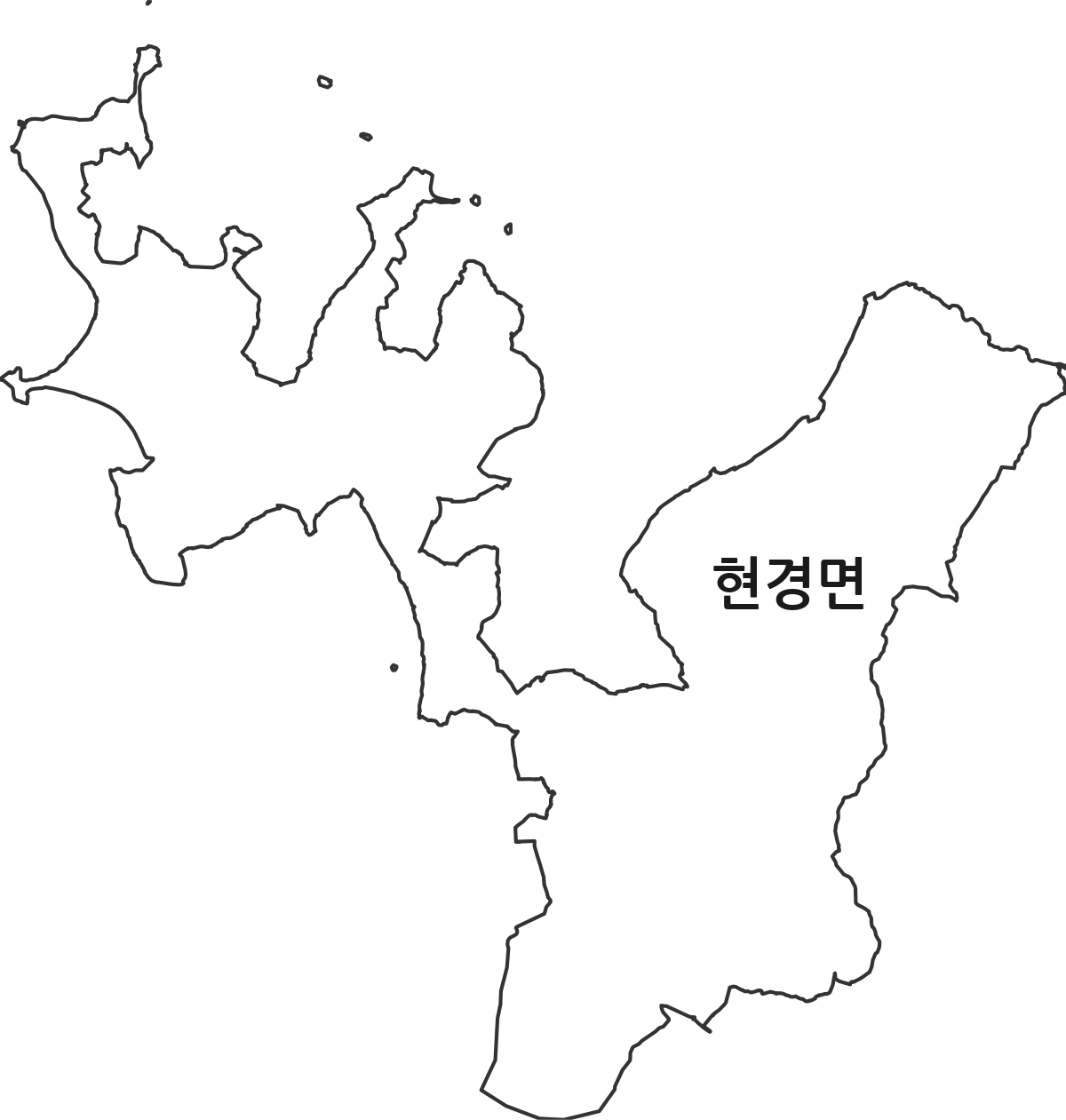 전라남도 무안군 현경면 법정동 행정구역 경계 지도