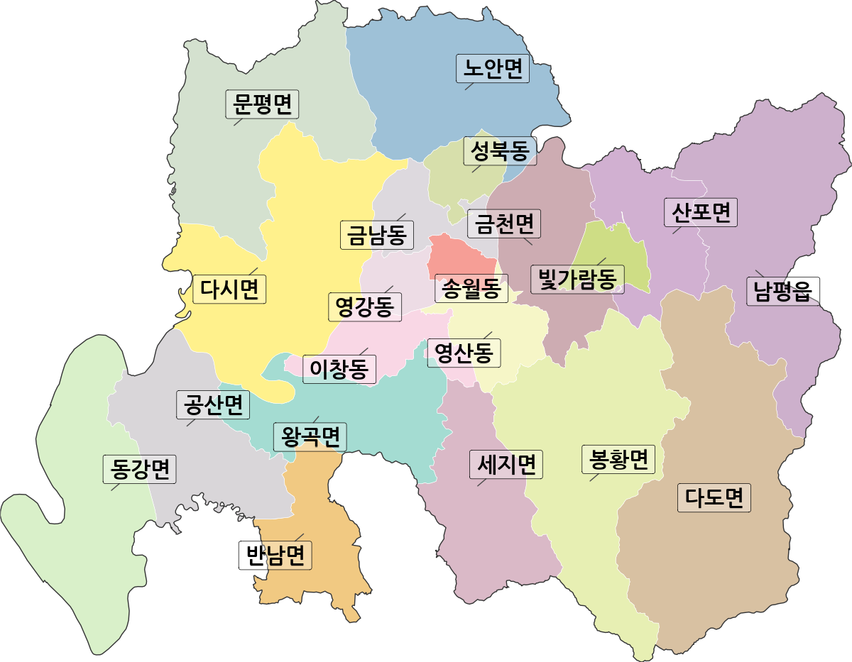 전라남도 나주시 행정동 행정구역 경계 지도