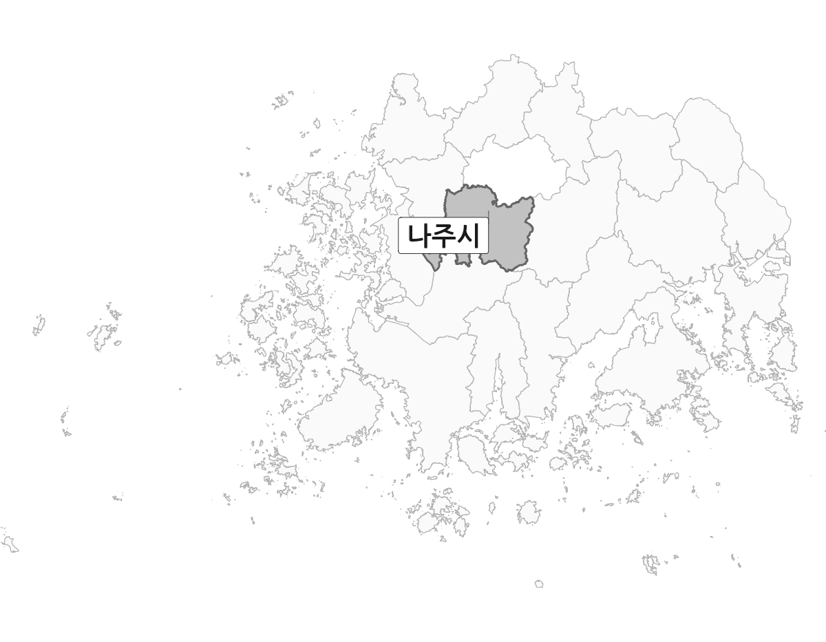 전라남도 범위 내 나주시 행정구역 경계 지도
