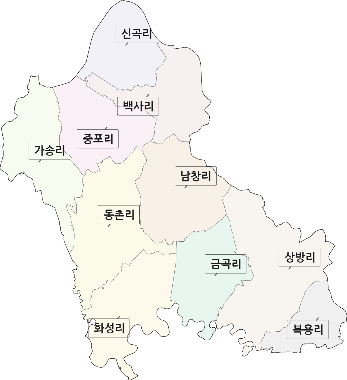 전라남도 나주시 공산면 법정동 리 구분 행정구역 경계 지도
