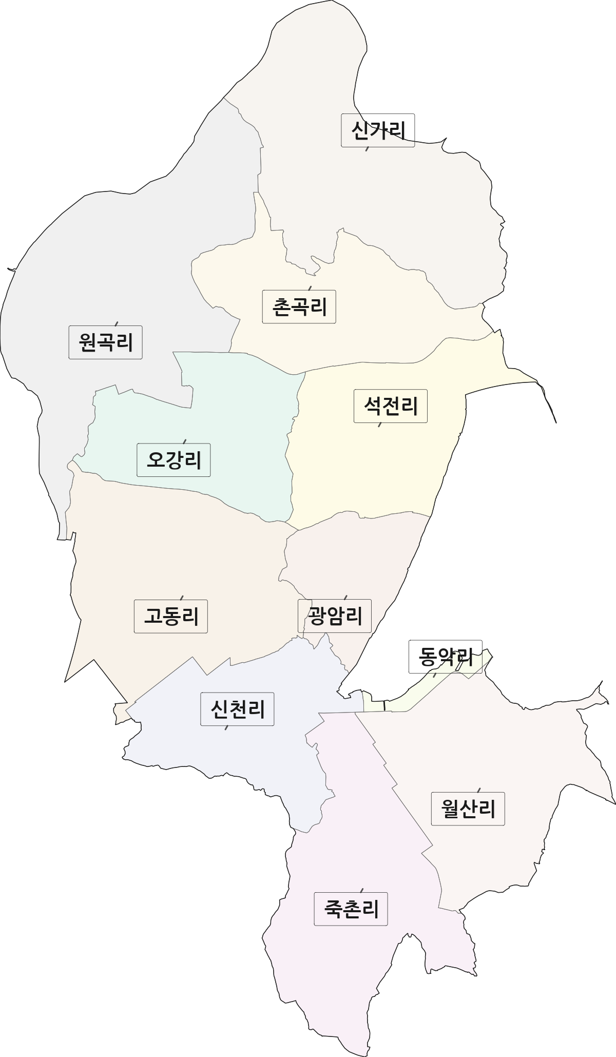 전라남도 나주시 금천면 법정동 리 구분 행정구역 경계 지도