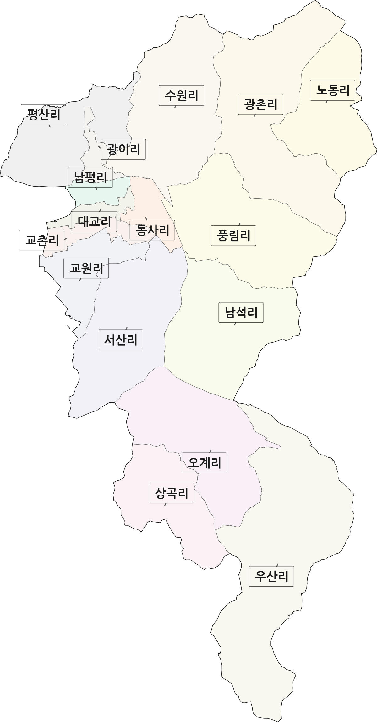 전라남도 나주시 남평읍 법정동 리 구분 행정구역 경계 지도