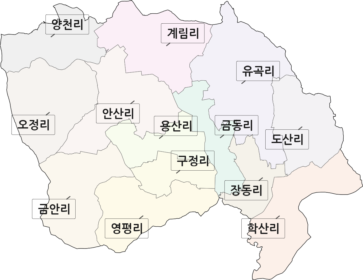 전라남도 나주시 노안면 법정동 리 구분 행정구역 경계 지도