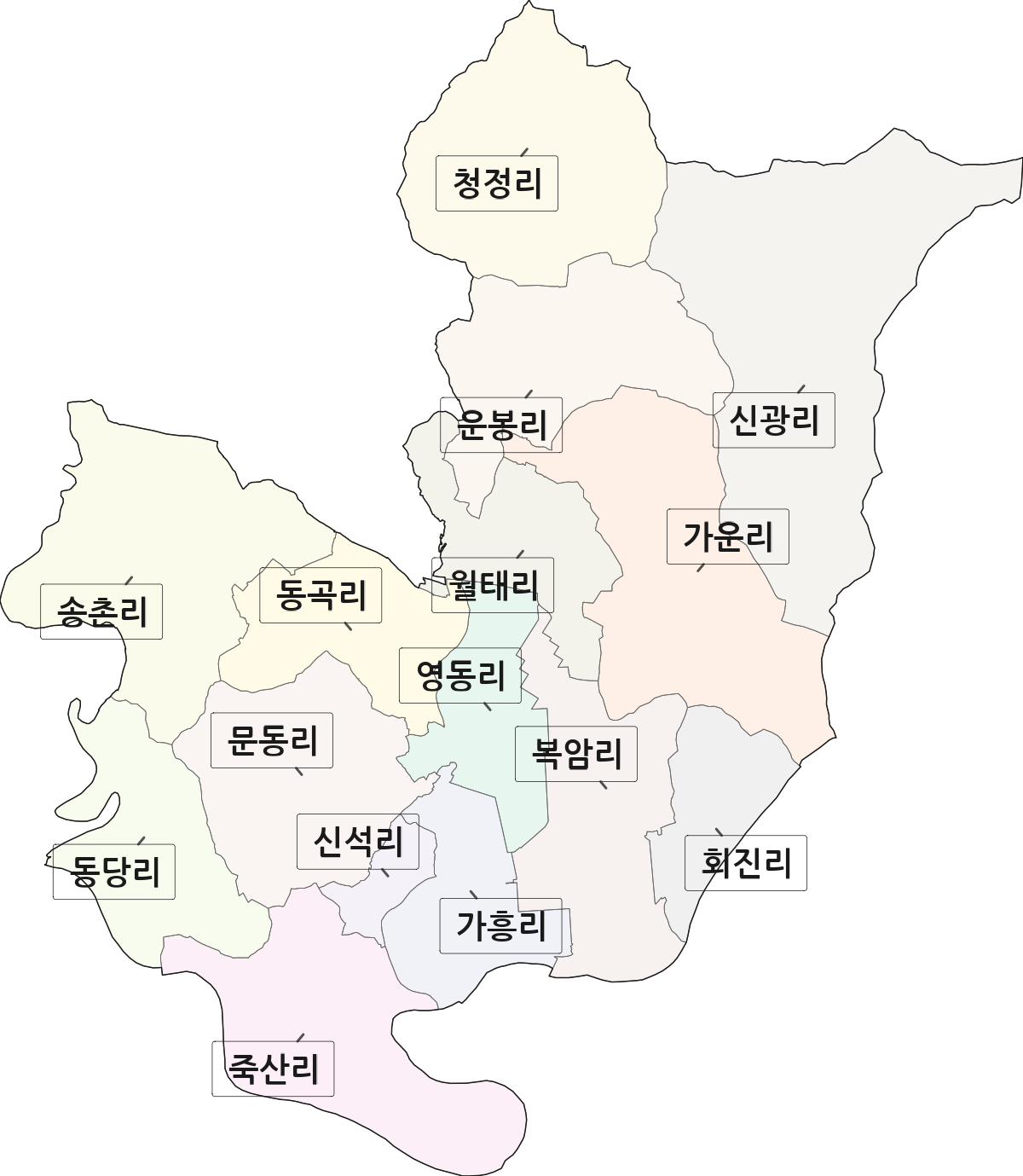 전라남도 나주시 다시면 법정동 리 구분 행정구역 경계 지도