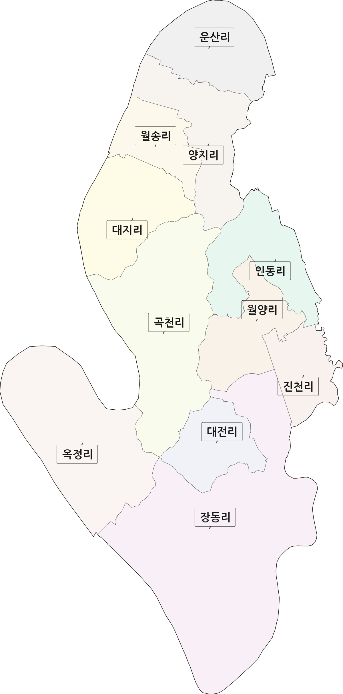 전라남도 나주시 동강면 법정동 리 구분 행정구역 경계 지도