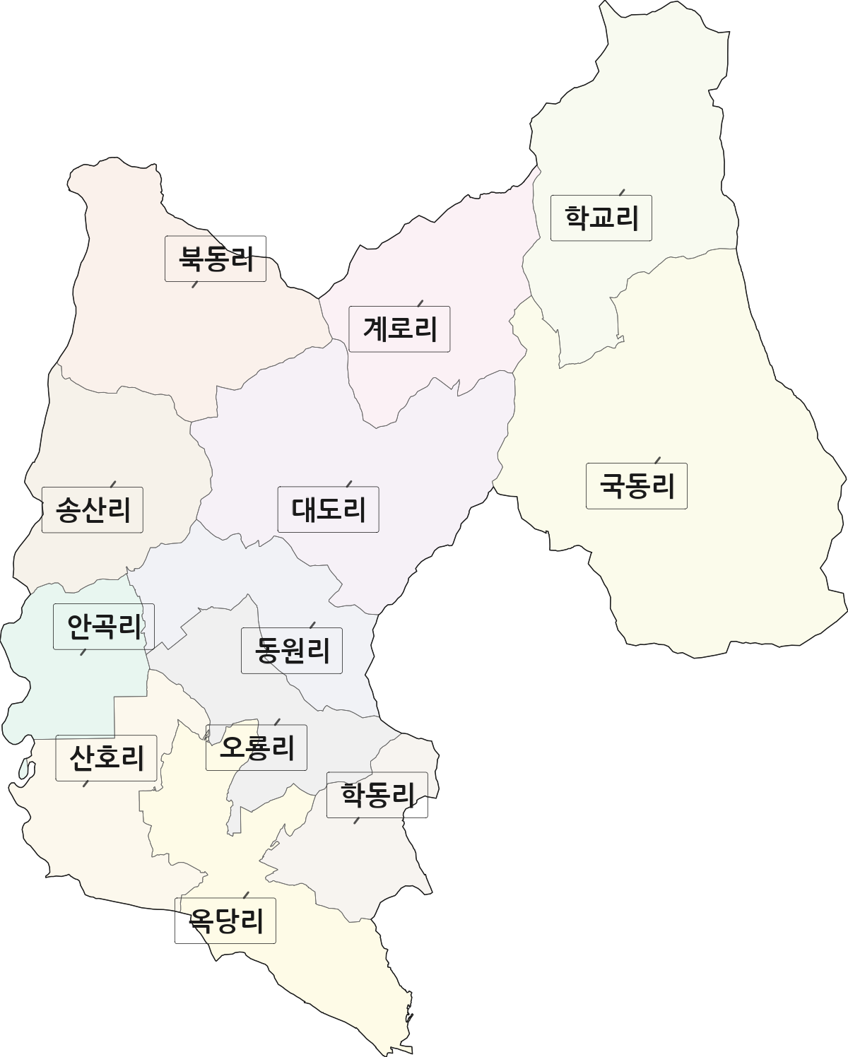 전라남도 나주시 문평면 법정동 리 구분 행정구역 경계 지도