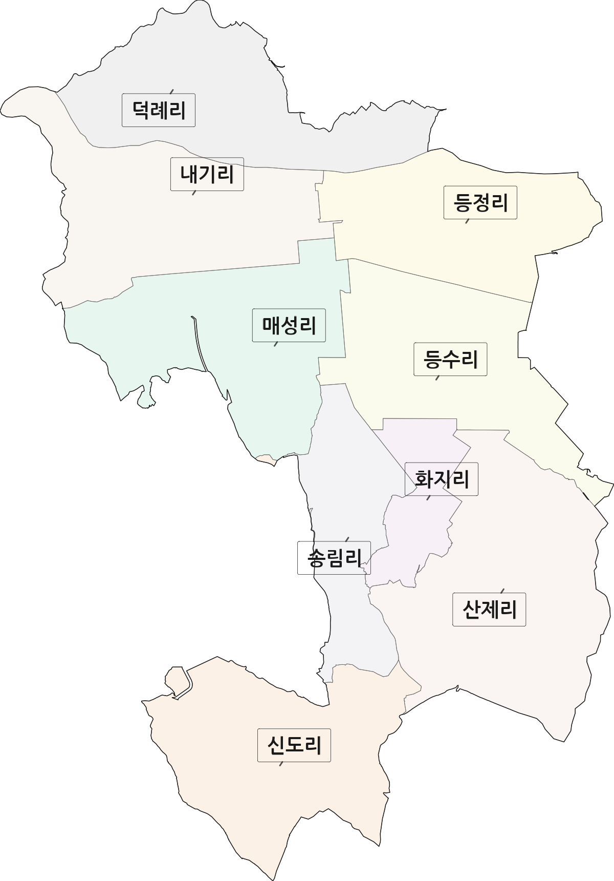 전라남도 나주시 산포면 법정동 리 구분 행정구역 경계 지도