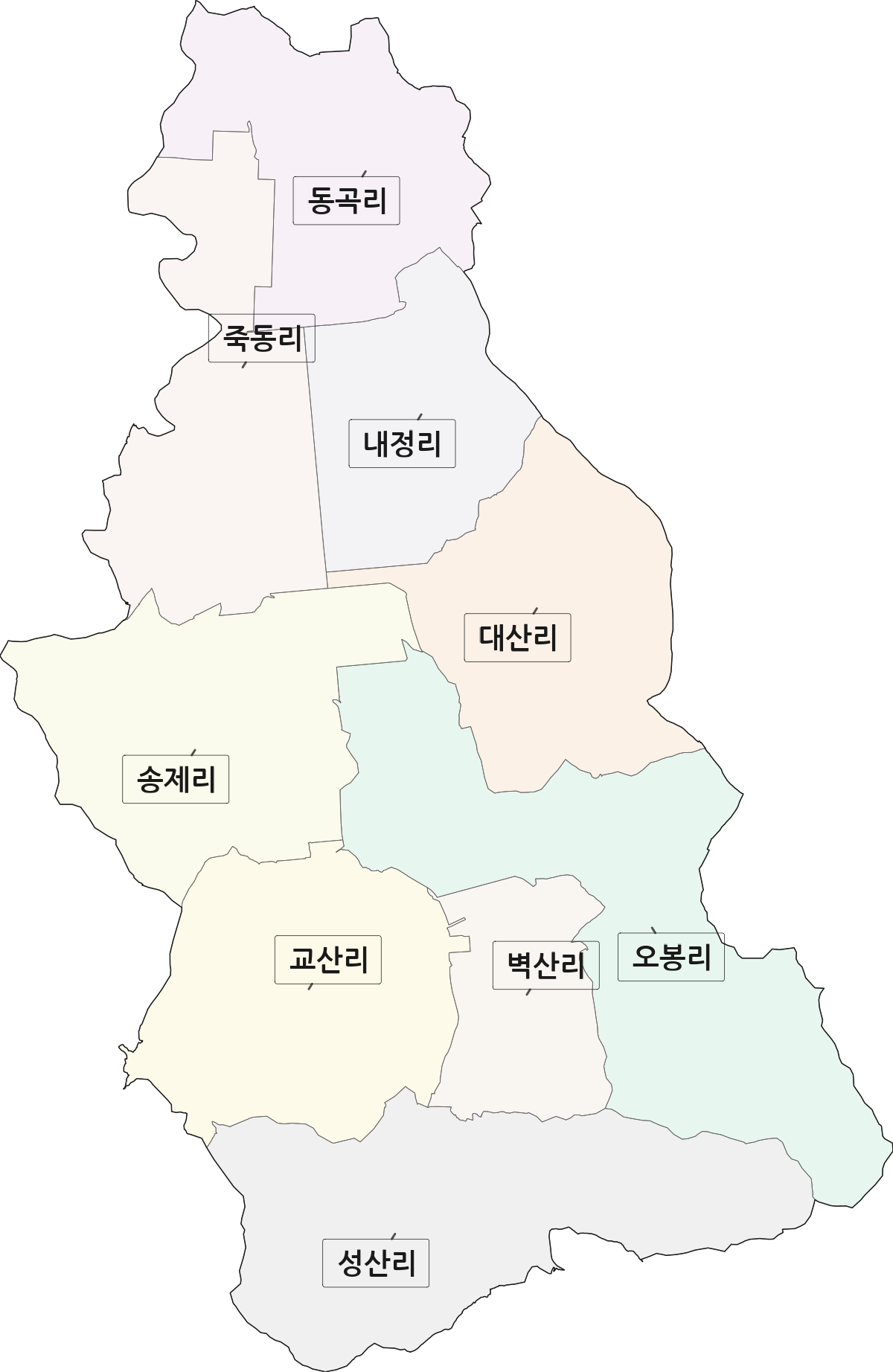 전라남도 나주시 세지면 법정동 리 구분 행정구역 경계 지도