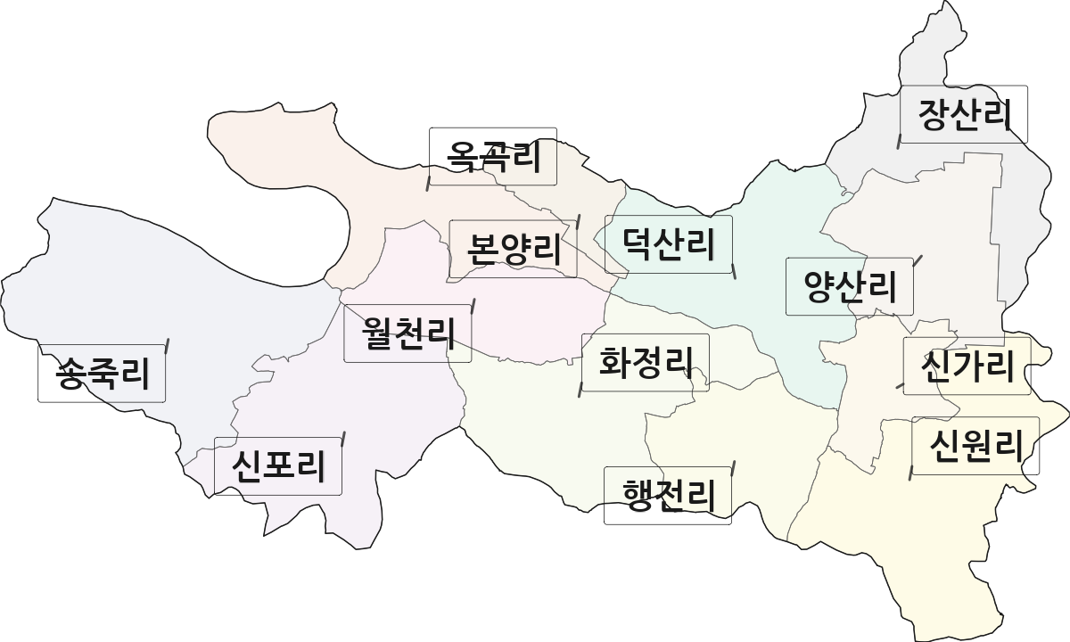 전라남도 나주시 왕곡면 법정동 리 구분 행정구역 경계 지도