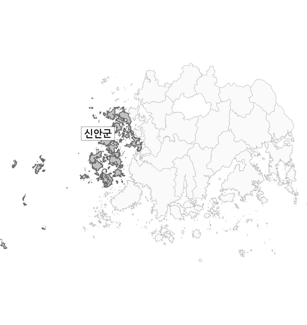 전라남도 범위 내 신안군 행정구역 경계 지도