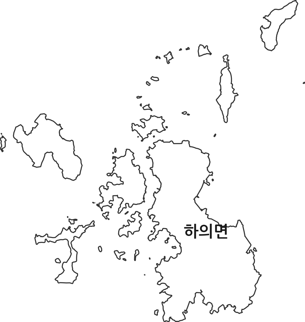 전라남도 신안군 하의면 행정동 행정구역 경계 지도