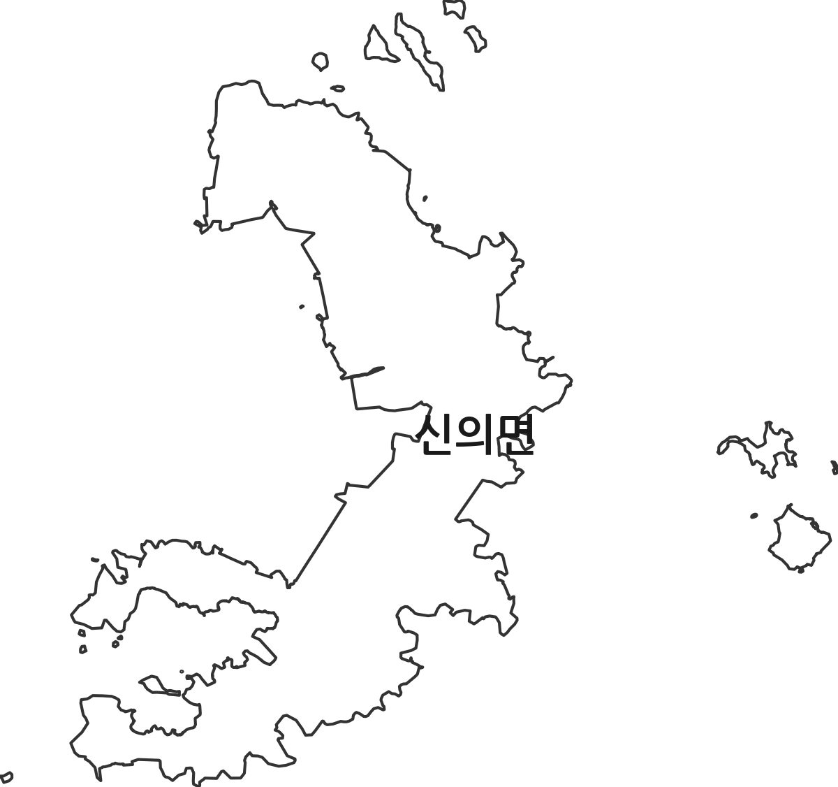 전라남도 신안군 신의면 법정동 행정구역 경계 지도