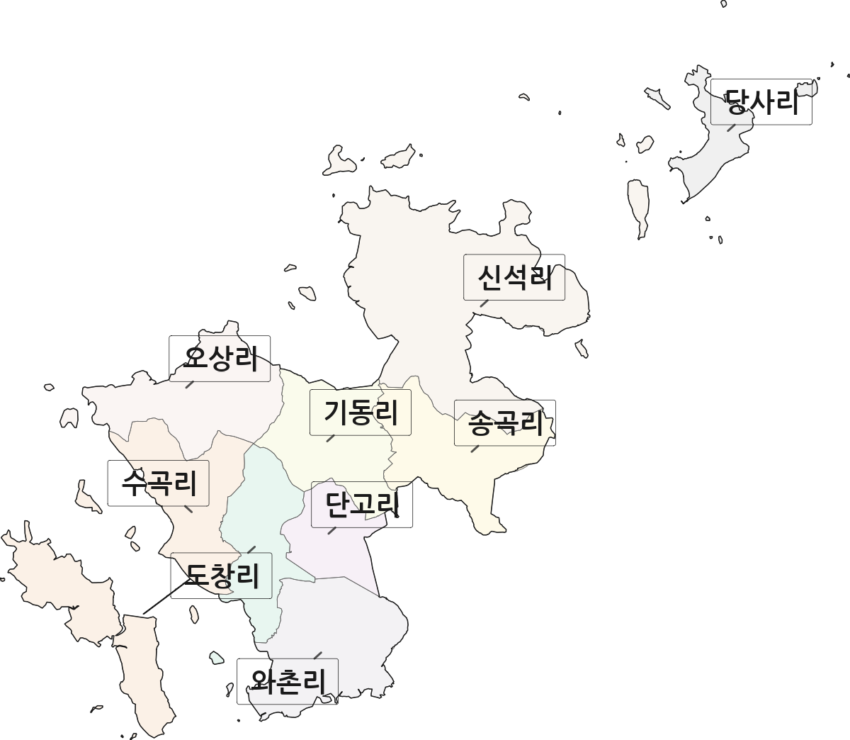 전라남도 신안군 암태면 법정동 리 구분 행정구역 경계 지도