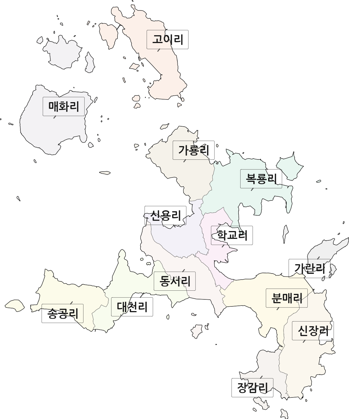 전라남도 신안군 압해읍 법정동 리 구분 행정구역 경계 지도