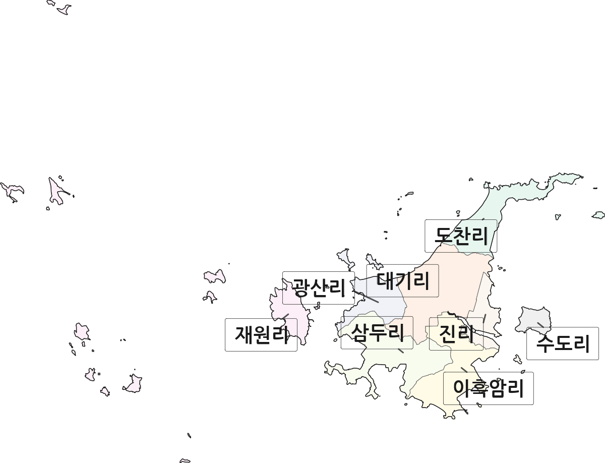 전라남도 신안군 임자면 법정동 리 구분 행정구역 경계 지도