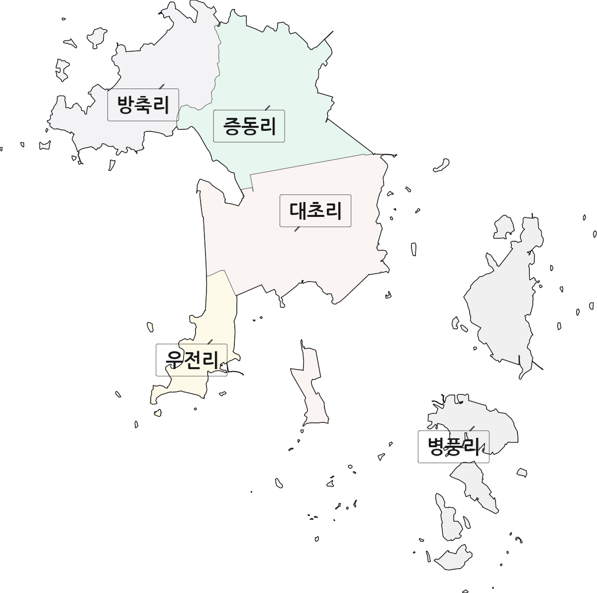 전라남도 신안군 증도면 법정동 리 구분 행정구역 경계 지도